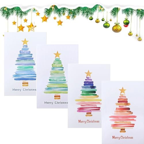 Weihnachtskarten mit Umschlag Set,Grußkarte mit Weihnachtsbaummuster,12 Stück Weihnachten Karten,Weihnachten Karte Postkarte,klappkarten blanko mit umschlag weihnachten,Grußkarten Weihnachten