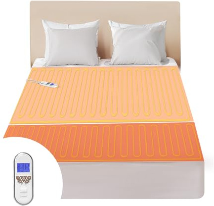 Bwarm Premium Multi-Zone Electric Heated Mattress Pad Twin XL Size, 39 x 80, 9 Heat Settings, 1-12 Hours Auto Off, Individual Body and Feet Settings, Removable Comfort Layer, Machine Washable