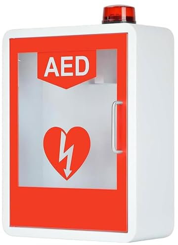 Caja de alarma de desfibrilación cardíaca montada en la pared, gabinete de almacenamiento de desfibrilador DEA con sistema de luz y alarma, control de interruptor doble, estuche de primeros auxilios (