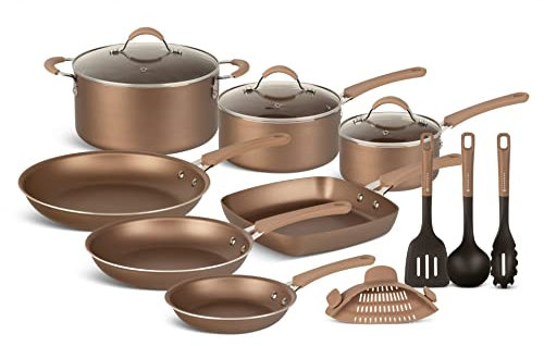 Edenberg Gold EB-005654 Lot de 20 casseroles à induction, casseroles à induction | Batterie de cuisine pour plaques à induction