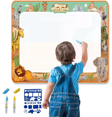 Agua Dibujo Pintura, Alfombra con Juego de Herramientas de Pintura, Juegos Educativos para Niños, Juguetes Niños 1-5 Años