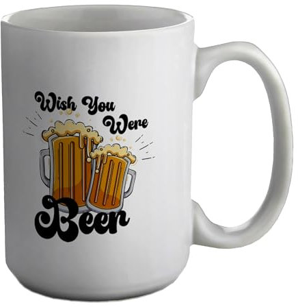Shopagift Wish You were Beer Mug Drinking Funny Joke Drink White 15oz Large Ceramic Cup