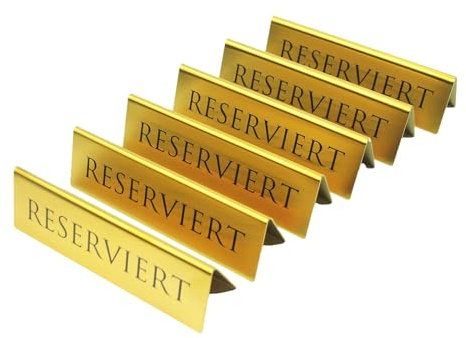 Goldenes Metallschild für Restaurants, Hochzeiten, Zeremonien und Veranstaltungen, doppelseitiges Zelt, 15,2 x 4,4 cm (6 Stück)