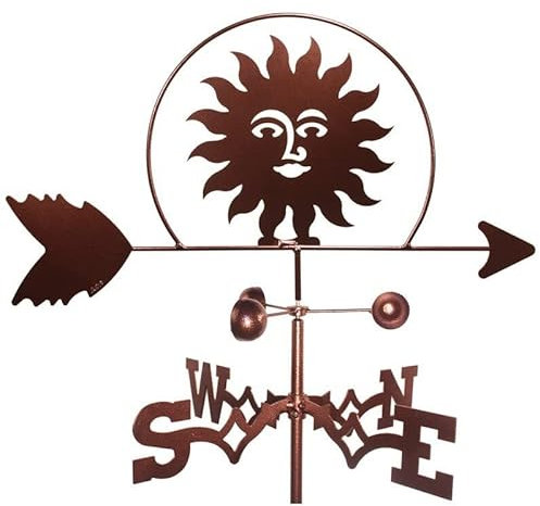 Girouette décorative en fer, girouette solaire, girouette décorative, kit d'indicateurs de direction du vent, support en métal pour jardin, pelouse, extérieur, jardin, cour, girouette