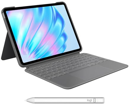 Logitech Combo Touch iPad Air 11-inch (M2 & M3), iPad Air (5th gen) Keyboard Case Crayon Digital Pencil (2018 and later), QWERTY UK English Layout - Grey | iPad Air 11-inch (M2 & M3)/(5th gen) Keyboard Case, Digital Pencil (2018 and later), QWERTY UK English Layout - Grey