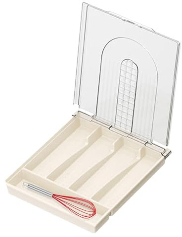 EUBEISAQI Organiseur de rangement pour argenterie, organiseur d'argenterie avec couvercle – Étui de rangement pour couverts, 5 compartiments avec couvercle, organiseur de couverts de grande capacité