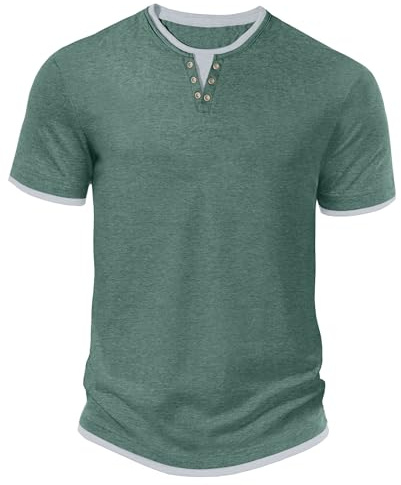 Hisir T-Shirts Für Herren Henley Sommer, Hellgrün, S