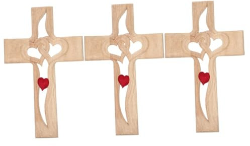 Zerodeko 3 Stücke 3D Holz Kreuz Herz Muster Kreuz Dekoration Für Home Religiöse Kreuz Schmuck Schreibtisch Kreuz