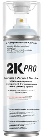 2K PRO 2K Spraydose 400ml - 2 Komponenten Sprühlack, Schnelltrocknender Spritzlack, UV-Beständig, Stoss- und Kratzfest | Klarlack Matt
