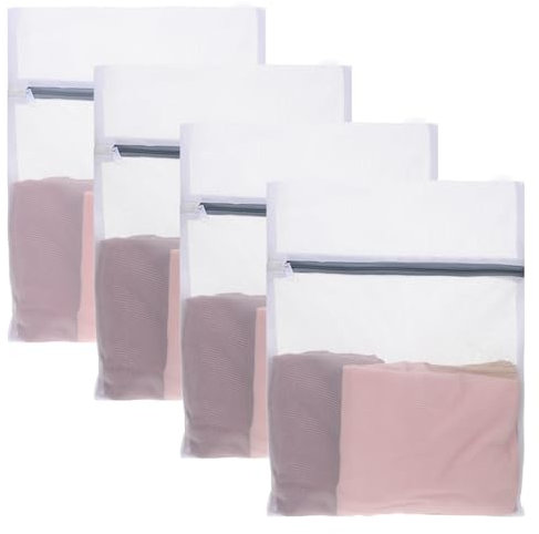 Bewudy 4 Stück Klein Wäschenetz für Waschmaschine, 30 x 40cm Wäschebeutel mit Reißverschluss Wäschenetz Klein Mesh Wäschesäcke für Feinwäsche Bluse Strumpfwaren Strümpfe Unterwäsche BH-Dessous