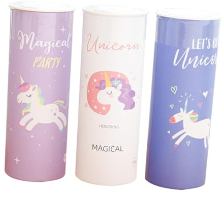 Cabilock 3 Stück-pack Papierservietten mit Einhorn Motiv Runde Taschentuchboxen fürs Auto Fasermaterial Praktisch für Unterwegs und Fahrzeuginnenraum