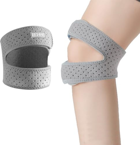 JYNVO Correa de soporte del tendón rotuliano, correa de neopreno ajustable para aliviar el dolor de rodilla de correr, artritis, saltar, recuperación de lesiones de tenis