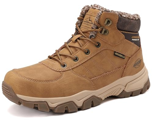 ARRIGO BELLO Scarpe Uomo Invernali Scarponcini Neve Antiscivolo Stivali Comode Stivaletti Pelliccia Calda Outdoor Trekking Montagna Boots Taglia 41-46 (A Marrone, Taglia 42)