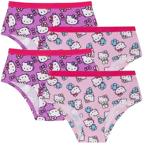 Hello Kitty Four Pack Girls 95% Cotton/5% Elastane Hipster Briefs 5/6 Years Multicolor