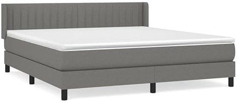 Eleganz Boxspringbett mit Matratze 160x200 cm dunkelgrau - Modernes Stoffbett für Schlafzimmer | Langlebig & Bequem mit Premium-Matratze | Ideal für Erwachsene