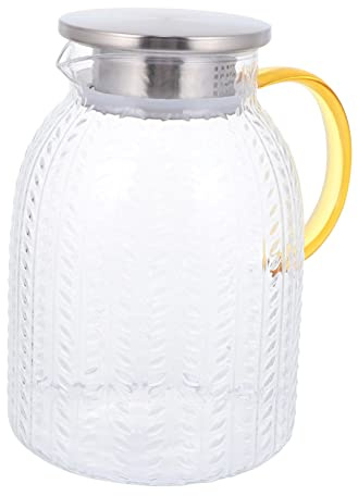 Ciieeo Caraffa in Vetro da 1800ml, Grande Capacità, Chiusura Ermetica e Resistente All’usura per Acqua Fredda, Tè e Succhi