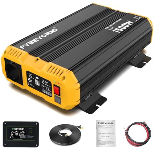 PVBEYORND 12v 220v Pur Sinus 1500W/3000W 12v 220v omvandlare med LCD-skärm och extern kontrollbox är den lämplig för campinghusbilar och off-grid-applikationer