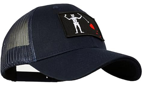 YUSENGMOO Camouflage Bestickte Taktische Baseballkappe Trucker-Kappe | Unisex Taktische Baumwolle Blackbeard-Baseballkappe,schwarz verstellbare Trucker-Kappen,Angeln,Jagen,Edward Teach-Geschenke