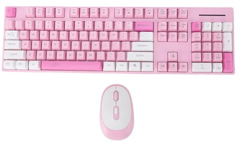 Zunate Combinazione Tastiera e Mouse Wireless, Tastiera Full Size Compatta Ricaricabile da 2,4 GHz con Ricevitore Nano USB, per PC Laptop Notebook (Tipo 1)