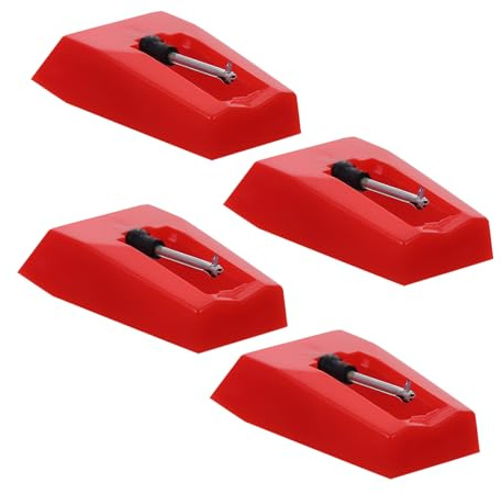 COHEALI Puntine per Giradischi 4 Pezzi Ricambio Stilo Fonografo Ago per Grammofono Rosso Piccolo Portatile per Giradischi a Tensione Uso Audio Domestico