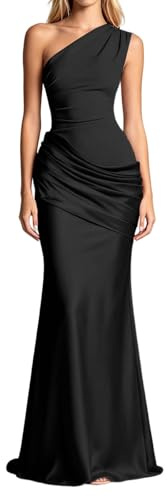 Générique Robe de soirée Longue sans Manches en Satin froncé pour Mariage, fête, Robe Longue en Satin