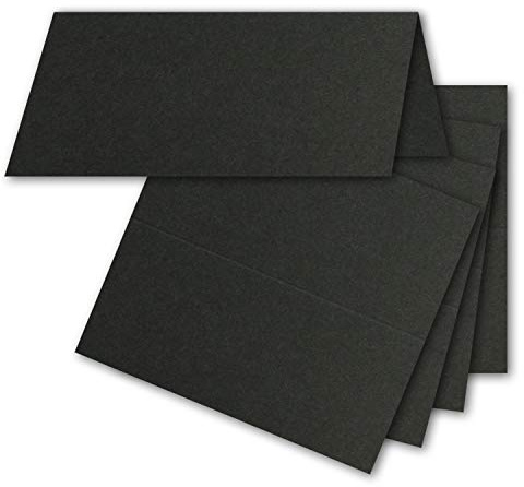 100x Tischkarten in Schwarz - 4,5 x 10 cm - 240 g/m² - blanko Doppel-karten mit stabilem Stand - ideal als Platzkärtchen und Namenskärtchen