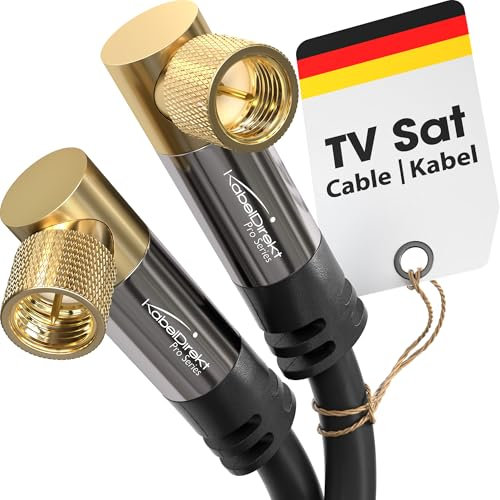 CableDirect – SAT cable, coaxial cable, satellite cable, 90° connectors – TV cable, multi-layer shielding, break-proof metal F connectors – 10m long (HDTV, Radio, DVB-T, DVB-C, DVB-S, DVB-S2)