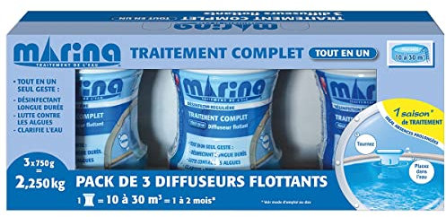 Marina Lot de 3 Traitement Complet au Chlore en diffuseur Flottant pour piscines 10 à 30 m³