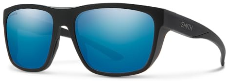 SMITH Barra Sunglasses – Performance Sports Active Sunglasses for Watersports, Fishing & More – For Men & Women – Matte Black + Blue ChromaPop Polarized Mirror Lenses