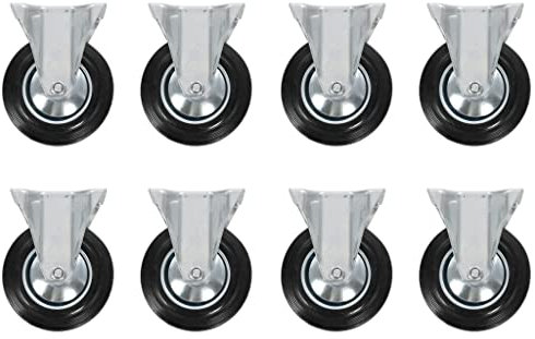 vidaXL 8x Fixed Casters Accessory Replacement Trolley Cart Dolly Furniture Moving Bed Table Drawer Box Stand Shelf Wheels 160mm