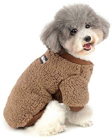 Zunea Wintermäntel für kleine Hunde Fleece Warm Hundepullover Sweater Welpen Winterjacke Chihuahua Katze Kleidung Haustier Jungen Mädchen Hundebekleidung Braun XL