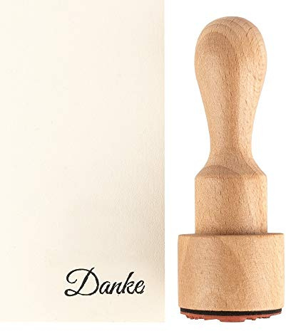 Ideen mit Herz Stempel | Hochwertiger Holzstempel mit Griff | Ø 3 cm | 8,5 cm hoch | verschiedene Sprüche zur Auswahl (Danke)