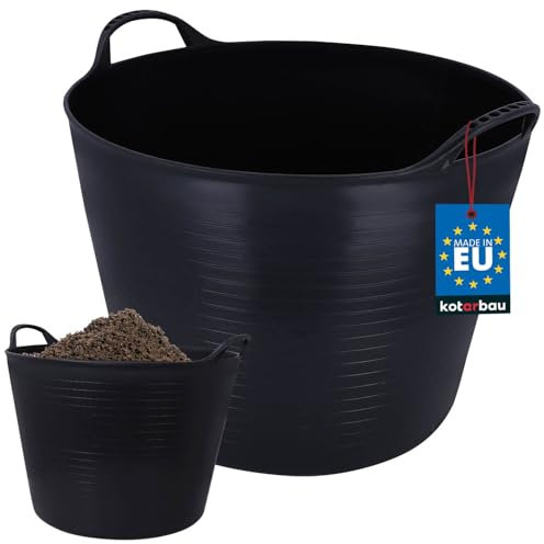 KOTARBAU® Espuerta de plástico flexible, 42 l, Capazo agrícola con asas, Cubo de goma multiusos, Cesto para neopreno de surf mojado, Capazo para hogar o jardín, Negro