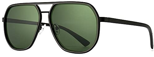 SUNGAIT Polygon-Sonnenbrille für Herren, polarisiert, trendige quadratische Sonnenbrille, Retro-Pilot-Sonnenbrille (Gunmetal-Rahmen/Splitterfarbener Rand/Grüne Linse) SGT375SQKML-DE