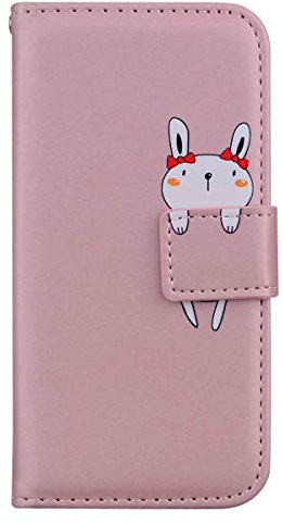 Skyhewen iPhone 11 Hülle, iPhone 11 Handyhülle Tiermuster Flip Wallet PU Leder Cute Case mit Kickstand Magnetverschluss 3 Kartenhalter für iPhone 11, Rose Gold & Hase