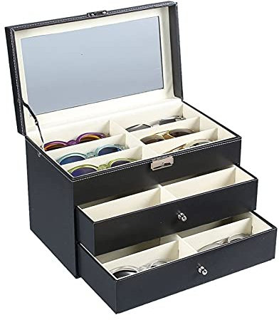 Brillenbox Brillen Display Brillenkoffer, Hölzerne 3 Schicht 18 Schlitze Brillen Aufbewahrungsbox Sonnenbrille Halter Eyewears Display Organizer Fall Tablett Showcase Brillenaufbewahrung Sonnenbrillen