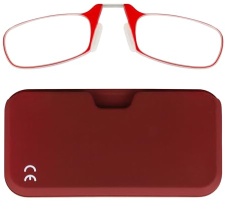 NEW VISION Occhiali da Lettura Ultraleggeri Mini Nose Clip per Uomo e Donna, Antiscivolo NV1171 (Rosso, 1)