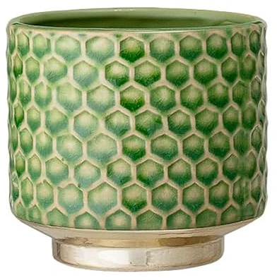 Nordring Maceta Goldy - Macetero Decorativo Redondo para Flores e Plantas para Interiores S (10 cm ø), Verde, Cerámica