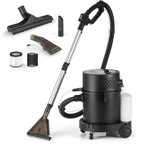 N8WERK Aspirapolvere spray e lavaggio Power Clean, 1200 Watt, funzione spray per pulizia profonda, aspirapolvere bagnato e asciutto, tappezzeria e tappeti, sistema Dual Tank System, nero mezzanotte