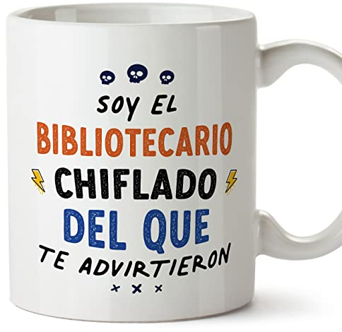 MUGFFINS Tazas para BIBLIOTECARIO hombre - En Español - Todos te advirtieron - 11 oz / 330 ml - Regalo original y divertido