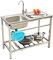Grand Évier Cuisine 1 Bac avec Plate-Forme D'exploitation, Évier Inox Autoportant avec Robinet et Support,Évier Utilitaire Plonge Inox pour Cuisine, Restaurant, Garage, Jardin (Color : Single cold,