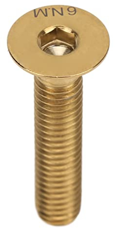 Bike Stem Bolt Screw, M6 x 30mm Flat Head Headset Cap Bolt Bike Headset Stem Top Cap Titanium Alloy Bike Fixing Disc Caliper Gold