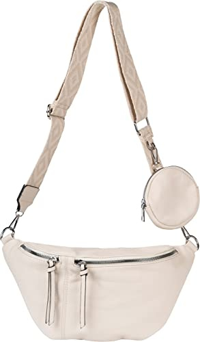 styleBREAKER Damen Halbmond Crossbody Schultertaschen Set 3-Teilig, Schultergurt mit Muster, Schlüsselanhänger, Börse 02012398