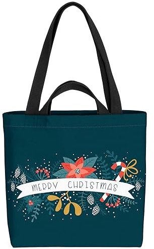 VOID Frohe Weihnachten Deko Tasche 33x33x14cm,15l Einkaufs-Beutel Shopper Einkaufs-Tasche Bag