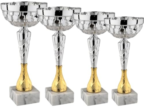Hole Gadget ® | Premiazioni Personalizzate Set da 5 o da 4 di Trofei Sportivi con Targhetta Coppe e Premi Personalizzata per Calcio, Fantacalcio, Sport, Eventi