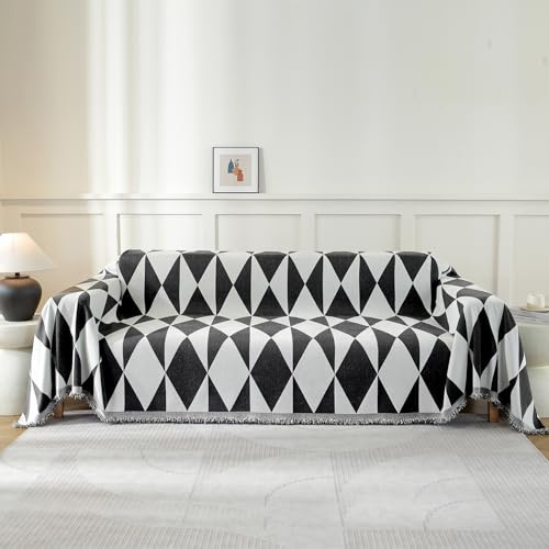 Ystyle Funda Sofa 2 Plazas, Manta Cubre Sofa 180x280 CM, Negro Blanco | Funda Para Sofa Universal, Tela Cubre Sofa, Fundas De Sofa Anti Gatos, Fundas Sofa Antipelos Mascotas, Ajustables Sofa Cover