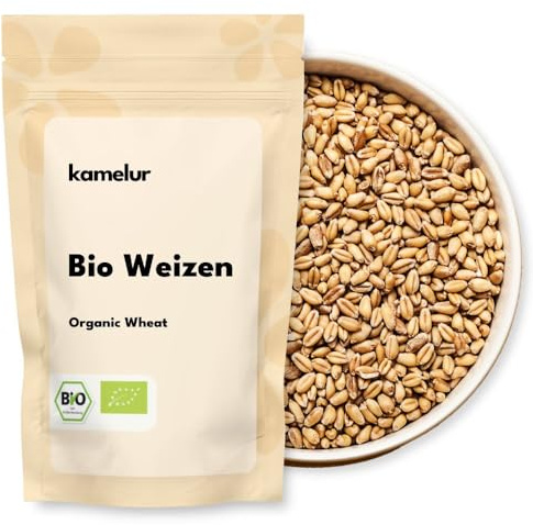 Kamelur Bio Weizen ganzes Korn (1kg), Weizenkoerner, hochwertiges Bio Getreide aus Deutschland.