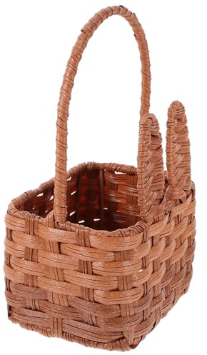 Cabilock Cesta De Pascua con Asa – Conejito Cesta Tejida De Pascua Linda Oreja De Conejo Cosecha Niña De Las Flores Cestas De Picnic Cesta De Regalo De Mimbre Vacía para Almacenamiento De