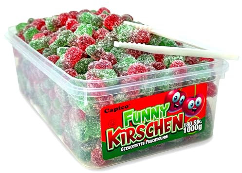 Capico Funny Kirschen Fruchtgummi gezuckert (1000g) in Dose, Halal