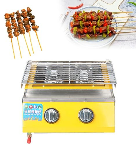 Bbq A Gas Con Bruciatore In Acciaio Inox Per Barbecue Da Giardino Esterno Con Raccogligrasso, Barbecue A Gas Da Tavolo Bbq A Due Fuochi In Acciaio Inox Con Manopole Aggiornate, Perfetto Per C(Color:B)
